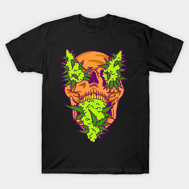 skull weed pot marijuana T-Shirt by rafaelwolf